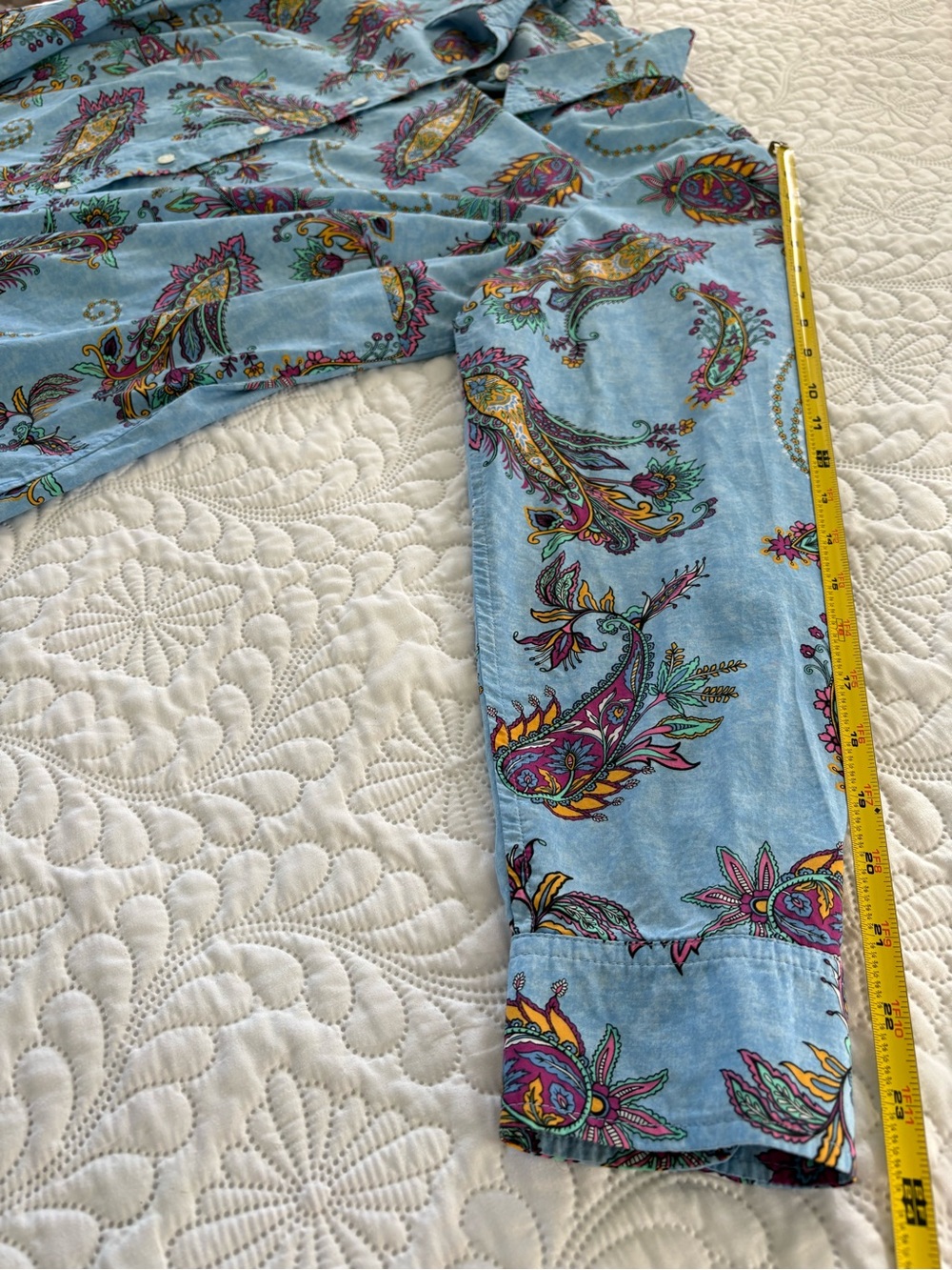 Talbots Plus Blue multicolor Paisley Button Down long sleeve Shirt size 1x/12 - Picture 9 of 10